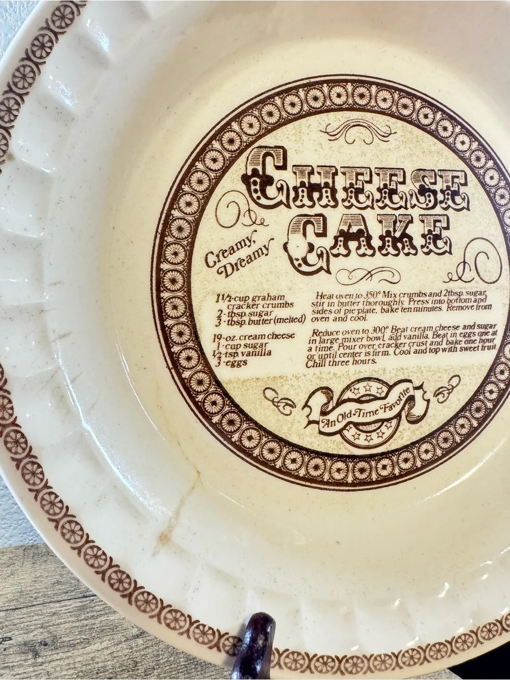 Vintage Royal China Jeannette Cheesecake Recipe Pie Plate - Made in USA
